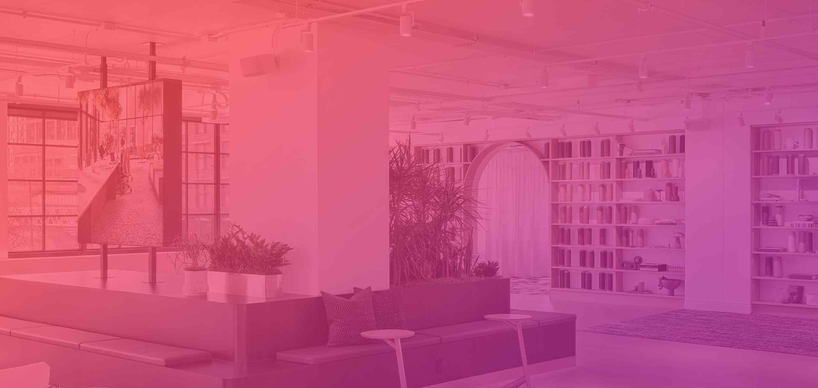 Mohawk Group Chicago Showroom with a pink and purple gradient